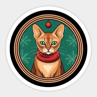 Abyssinian Cat Xmas, Love Cats Sticker